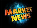 Market News - Gold 3D Words on Dark Digital Background.