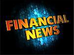 Financial News - Gold 3D Words on Dark Digital Background.