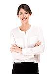 Happy woman smiling, isolated over a white background