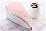 Delicious dessert crepe cake and blueberry sauce, stock photo