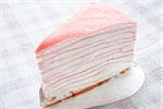 Close up delicious pink crepe cake, stock photo