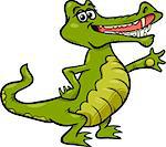Cartoon Illustration of Funny Crocodile or Alligator Reptile Animal