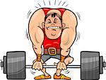 Cartoon Illustrations of Strongman Athlete or Weightlifting Sportsman