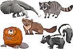 Cartoon Illustration of Funny Wild Animals Characters Set