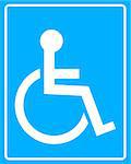 white icon wheelchair blue background in frame