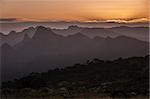 The sun setting over the Shira Plateau on Kilmanjaro, viewed from Shira campsite