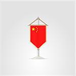 Pennon with the flag of China. Isolated vector illustration on white.