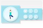 Fitness and health app menu in blue on white background