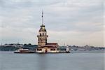 Maiden's Tower at Sunset in Istanbul City, Turkey