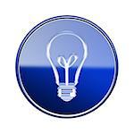 lightbulb icon glossy blue, isolated on white background