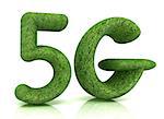 5g modern internet network. 3d text of grass on a white background
