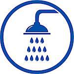 shower head icon with water droplet in frame