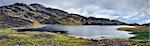 Loch O'Mulligan is near Slieve League in County Donegal, Ireland. View from side the Northern Atlantic ocean. This photo is composed from 5 separate shots