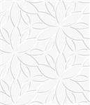 Abstract seamless background. White floral perforated with cut out paper effect and realistic shadows.