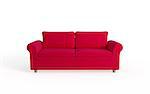 Red modern sofa. Isolated on white background.