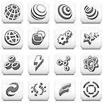 Internet Icon on Square Black and White Button Collection Original Illustration