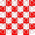 Design seamless red hearts pattern. Abstract checked geometric background. Vector art