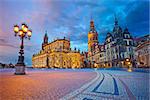 Image of Dresden, Germany during twilight blue hour.