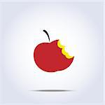 bitten red one apple icon in vector