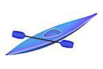 Kayak with paddle in blue design on white background