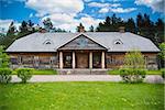 Old rural house with wooden roof near Bialystok, Poland