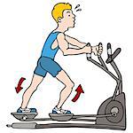 An image of a man exercising on an elliptical machine.