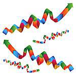 An image of a set of wavy ribbon profit arrows.