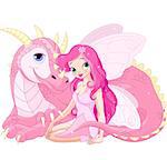 Beautiful Magic Dragon and Beautiful Fairy