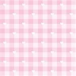 Seamless sweet vector pink valentines background full of love - checkered tile pattern or grid texture with white hearts for web design, desktop wallpaper or culinary blog website