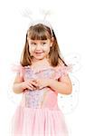 girl with butterfly wings isolated on white background