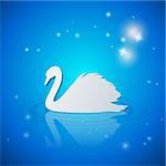 Blue shining vector background with white swan