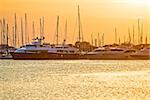 Golden sunset at yacht club, Sukosan, Croatia