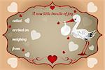 New little bundle of joy card - vector illustration with baby-bundle and stork