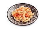 fusilli pasta with tomato sauce on a plate