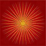 Abstract illustration of red celebration light background with golden star.