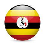 Flag of Uganda as round glossy icon. Button with Ugandan flag
