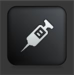 Medicine Shot Icon on Square Black Internet Button Original Illustration