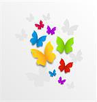 Illustration abstract colorful background with rainbow butterflies - vector