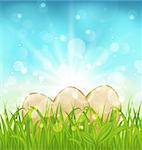 Illustration Easter background with eggs in grass - vector