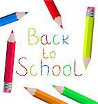 Illustration back to school message with pencils on white background - vector