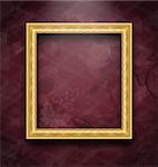Illustration picture frame on floral texture wall - vector