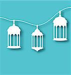 Illustration paper Arabic lamp with shadow for holy month - vector