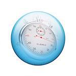 Metal stopwatch. Spherical glossy button. Web element