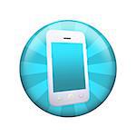 White smart phone. Spherical glossy button. Web element