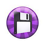 Floppy disk. Spherical glossy button. Web element
