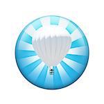 Hot air balloon. Spherical glossy button. Web element