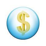 Dollar symbol. Spherical glossy button. Web element