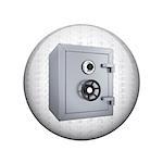 Safe box. Spherical glossy button. Web element