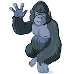 Illustration of cute cartoon gorilla waving hello