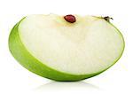 Green apple slice isolated on white background